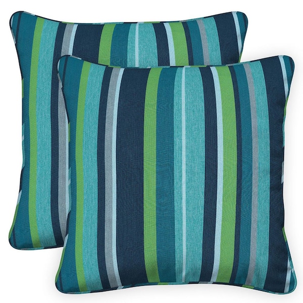 Stripe Poolside Square Outdoor Throw Pillow Slipcover (2-Pack)