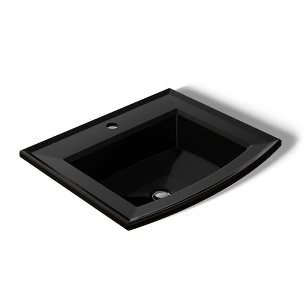 KOHLER Archer 22.6 in. x 19.44 in. Drop-In Bathroom Sink in Black Black Vitreous China