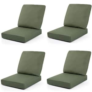 24 in. x 24 in. 4-Pieces Outdoor Dining Chair Cushion with Back in Green