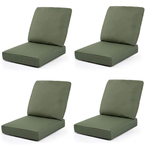 24 in. x 24 in. 4-Pieces Outdoor Dining Chair Cushion with Back in Green