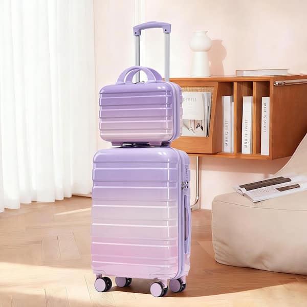 Tatahance 2-Piece Pink Purple Gradient Color PC Hardside Spinner