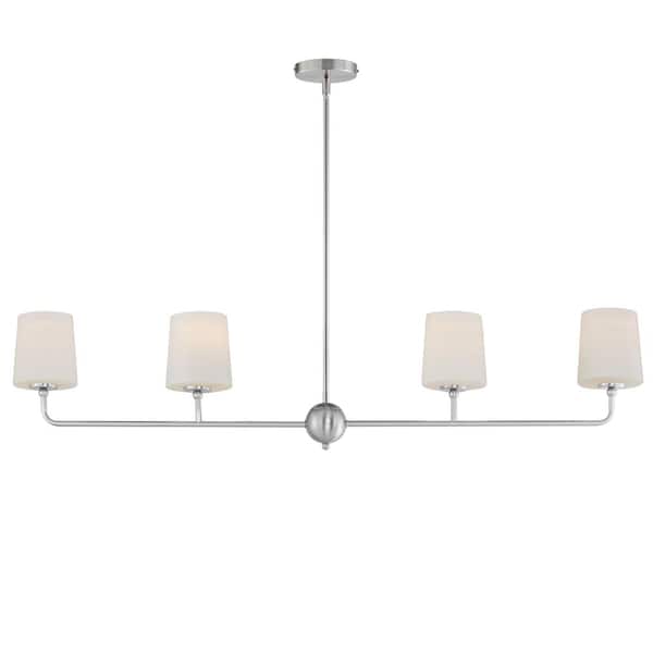 Bristol 4-Light Satin Brass Linear Chandelier Pendant Light