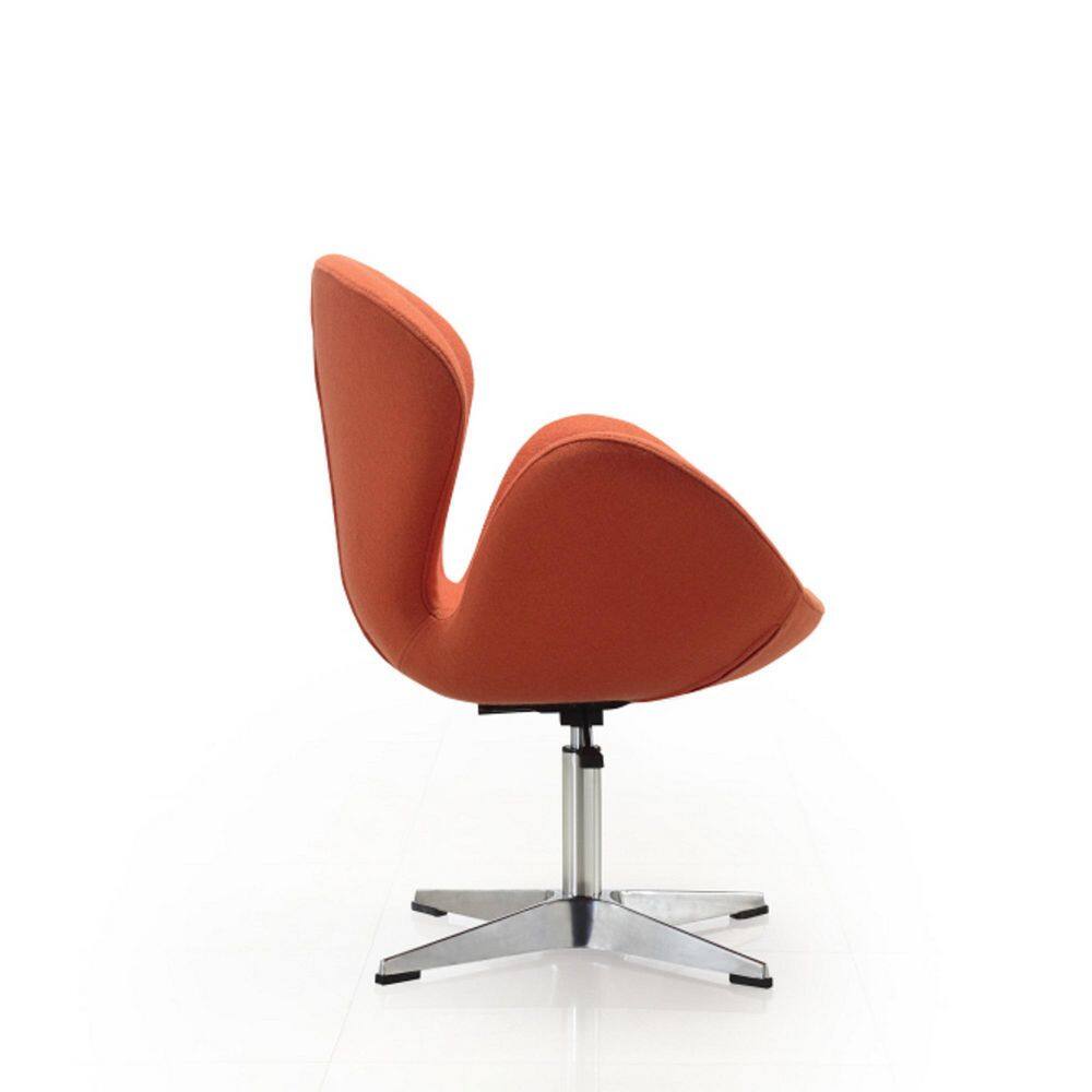 Set of 2 Orange Wool Swivel Accent Chairs with Chrome Base