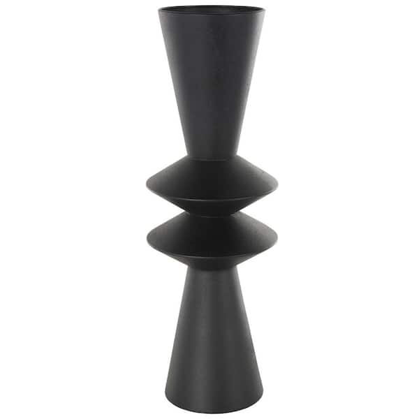 Litton Lane Black Art Deco Fluted Metal Decorative Vase