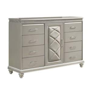 17.7 in. Silver 8-Drawer Wooden Dresser without Mirror