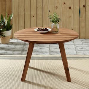 30 in. Brown Round Acacia Wood Outdoor Patio Coffee Table