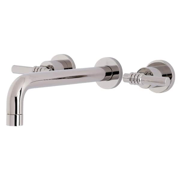 Kingston Brass Milano 2-Handle Wall Mount Bathroom Faucet in Polished Nickel