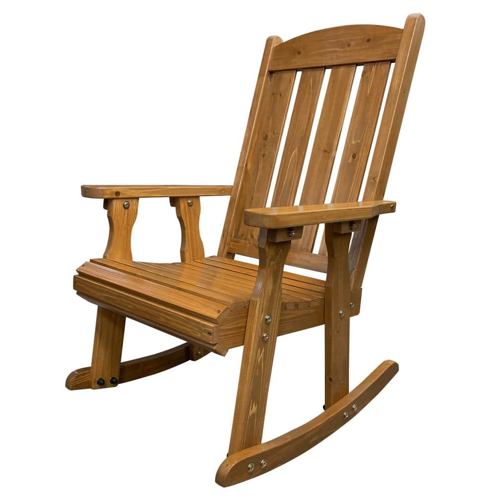 Brown Solid Wood Indoor/Outdoor Rocking Chair