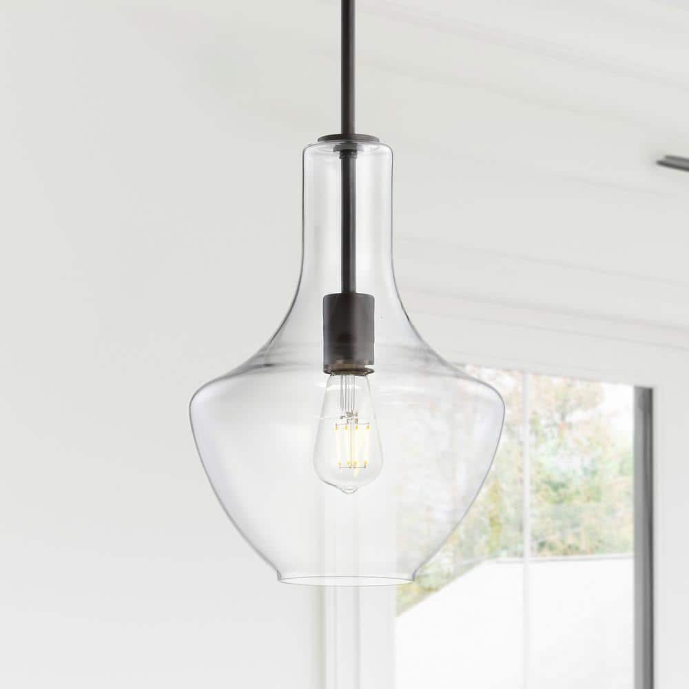 Watts 10.5" Clear Glass and Bronze LED Pendant Light