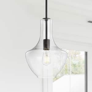 Watts 10.5 in. 1- Light Oil Rubbed Bronze/Clear Glass/Metal LED Pendant