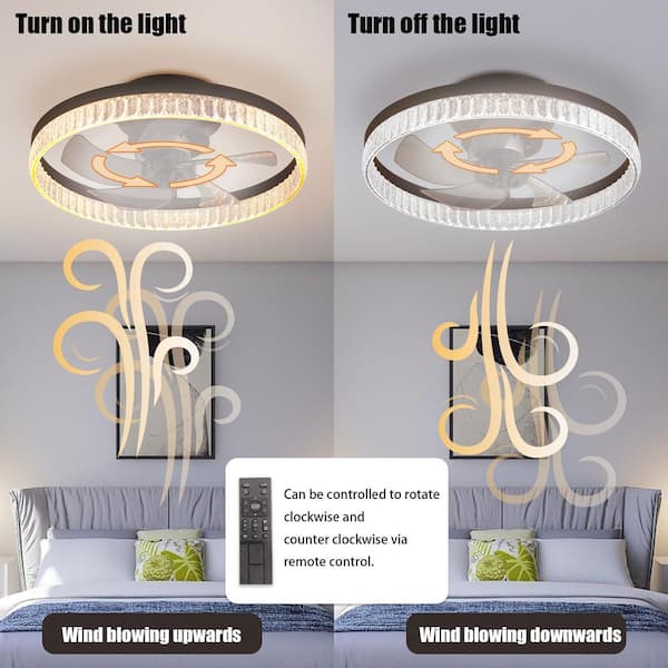 1.6 ft. Indoor Brown Ceiling Fans with Lights, Minimalist Ring Led 