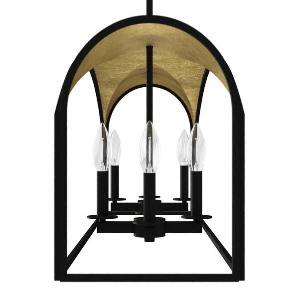 Hunter Dukestown 8-Light Natural Iron Island Chandelier with Gold Leaf Detailing