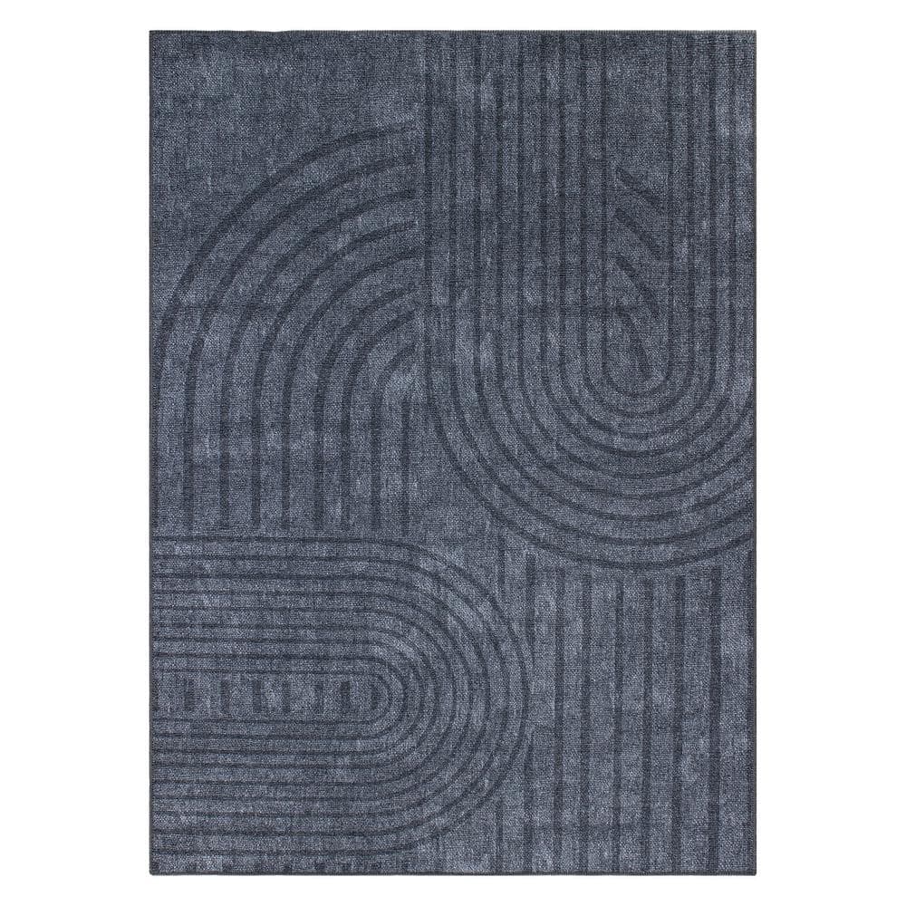 Contemporary Dark Gray Synthetic Flat Woven 10' x 14' Area Rug