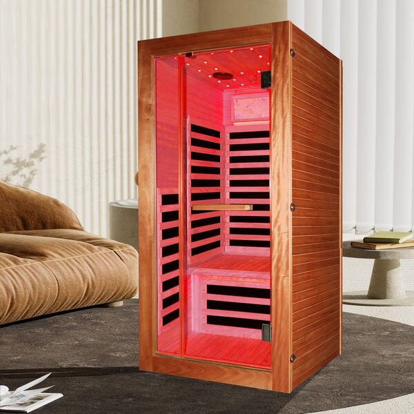 LIVACA 1-Person Infrared Sauna with 7 Heating Plates, Starry Sky