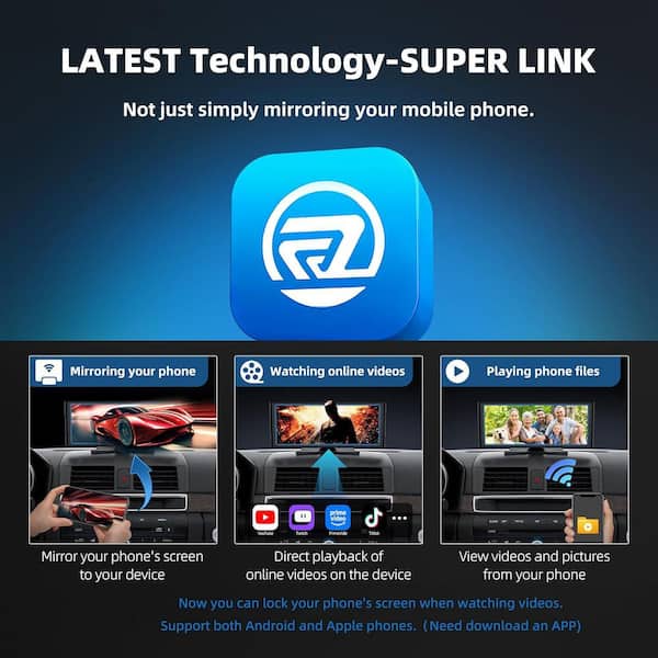 10.26 Wireless CarPlay Android Auto Screen with 4K Dash Cam 1080p Backup Camera GPS Bluetooth FM Music Player