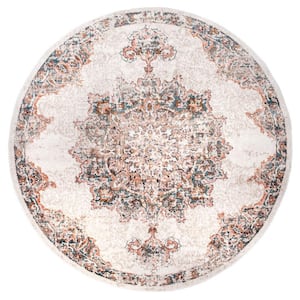 Helios Distressed Beige 6 ft. 7 in. x 6 ft. 7 in. Round Area Rug