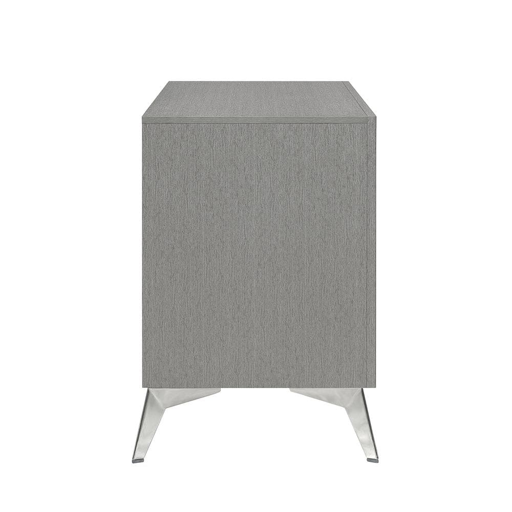 Huxley Black and Silver 2-Drawer Modern Nightstand