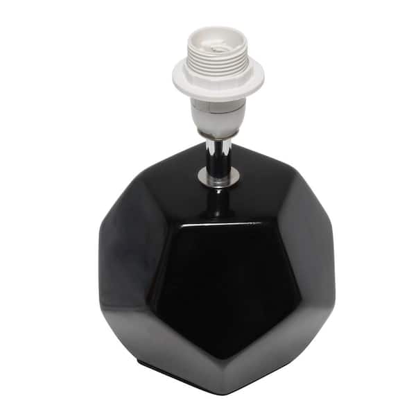 Simple Designs 10.4 in. Black Round Prism Mini Table Lamp with 