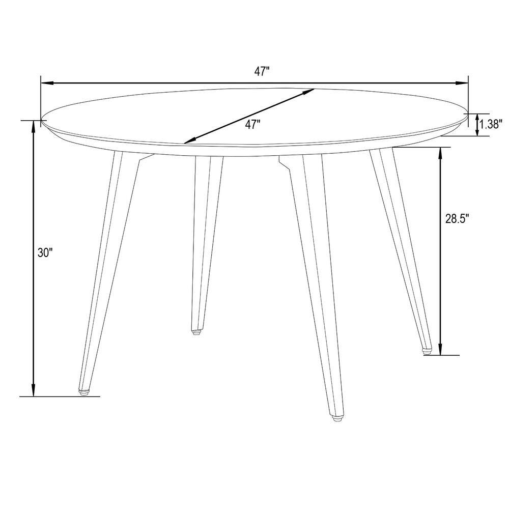 47" Round Weathered Oak Dining Table with Metal Legs