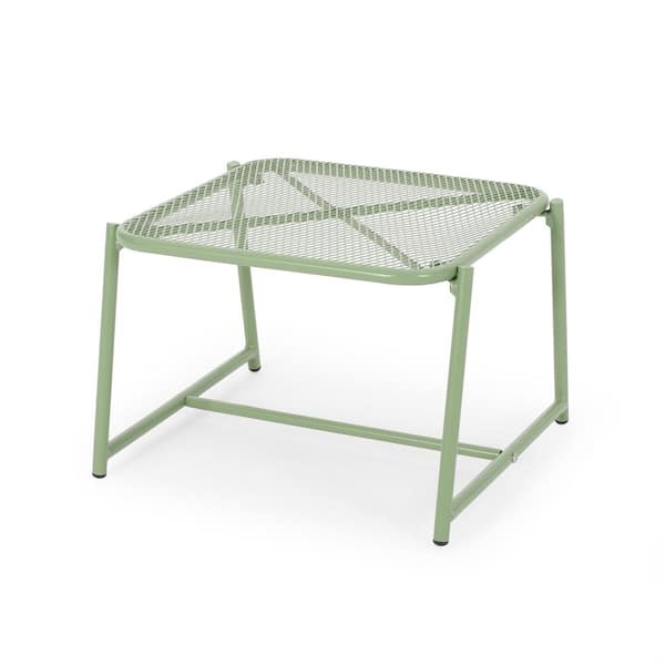 Noble House Gobi Matte Green Rectangular Iron Outdoor Patio Side Table