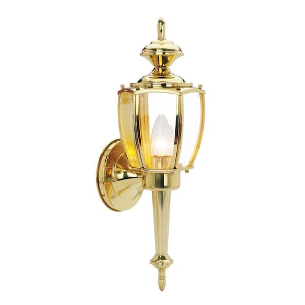 Design House Jackson Antique Brass Outdoor Wall Lantern Sconce with Tail Piece