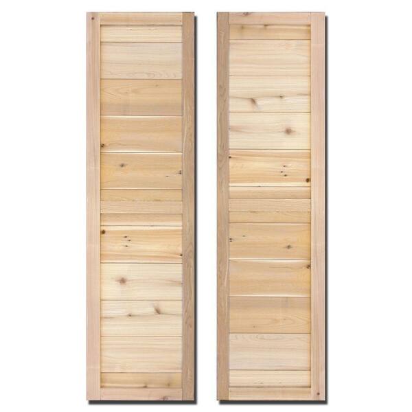 Design Craft MIllworks 15 in. x 48 in. Natural Cedar Board-N-Batten Porter Shutters Pair