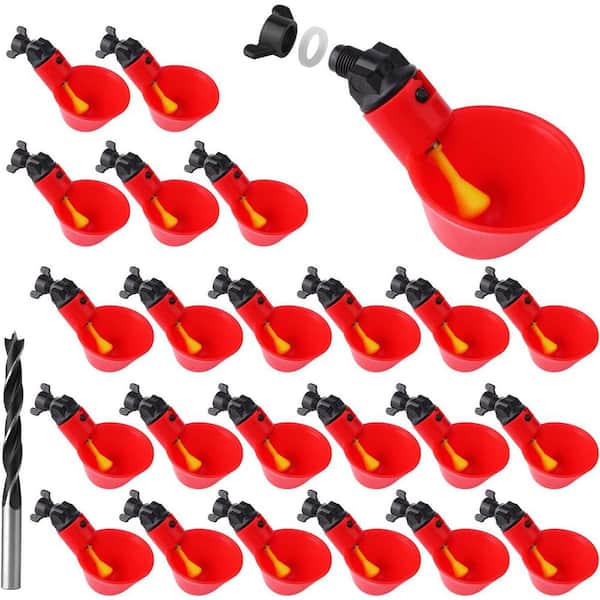 Automatic Poultry Drinking Water Cups 24-Pack for Chicken Quail Duck Rabbit Birds PVC Material Farm Livestock Feed