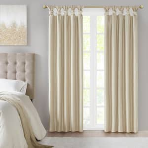 Natalie Champagne Polyester 50 in. W x 84 in. L Twist Tab Total Blackout Curtain (Single Panel)