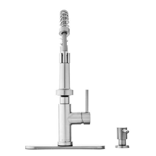 Glacier Bay - Gage Single-Handle Spring Neck Pull-Down Sprayer Kitchen Faucet With Soap Dispenser in Stainless Steel