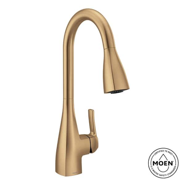 Kiran Bronzed Gold 17 in. H Pull Down Sprayer Kitchen Faucet with 360° Spout Swivel and Reflex System