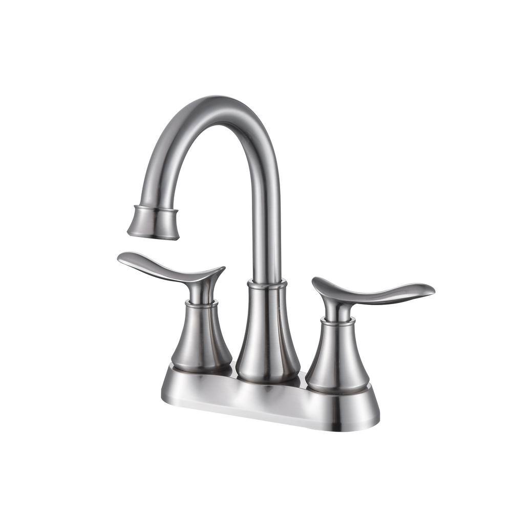 Lukvuzo 4 in. Centerset Double Handle Mid Arc Bathroom Faucet with ...