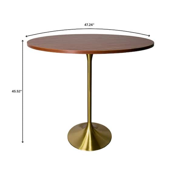 Shops Small 24”’round brown table with gold base