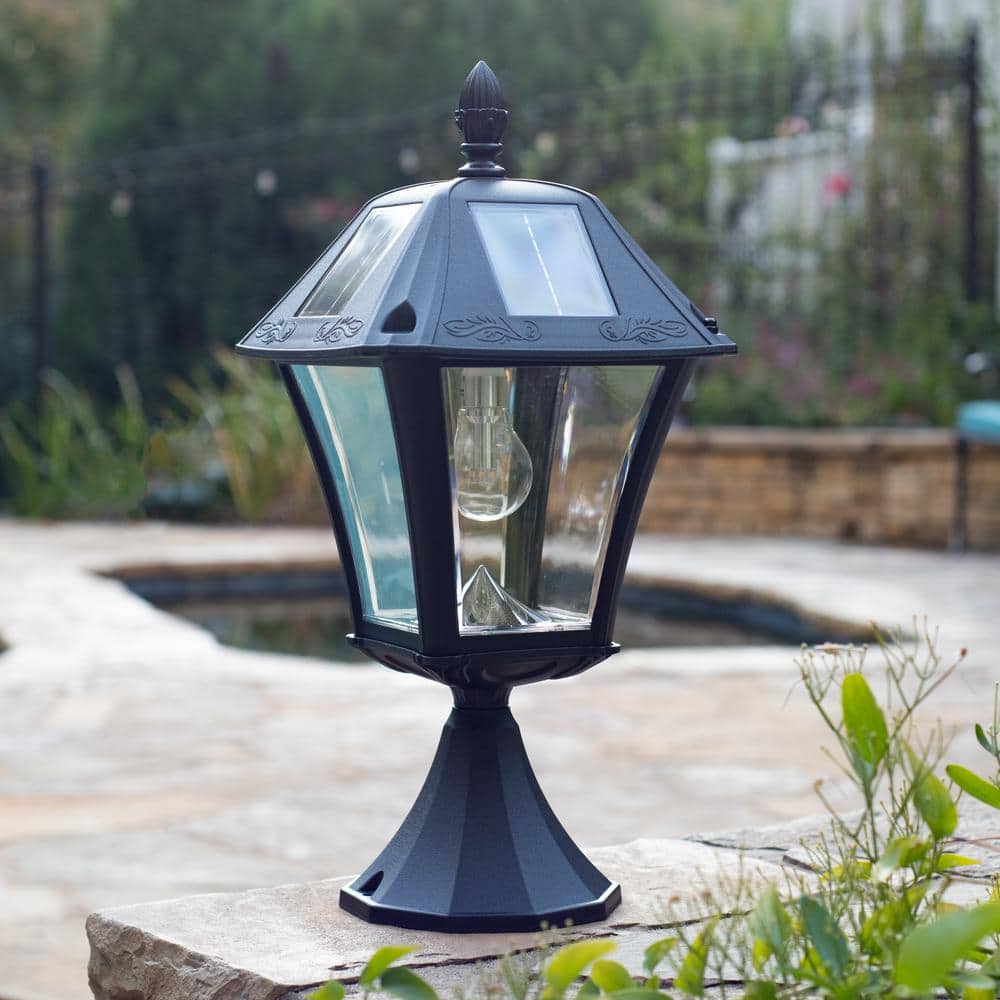 Baytown II Bulb 1-Light Black LED Outdoor Solar Post Light with Wall Sconce and Pier Base Mount Options