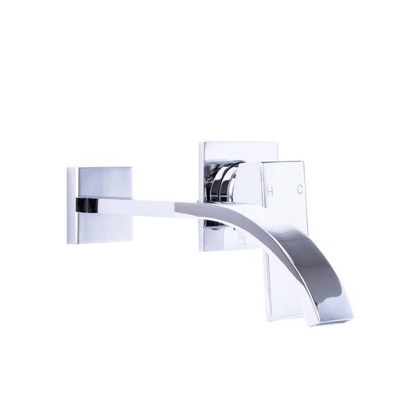 Italia Single-Handle Wall Mount Bathroom Faucet with Modern Ribbon Spout in Chrome