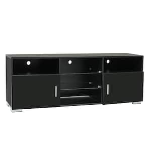 57.1 in. Black TV Stand with 2 Storage Drawers and 5 Open Layers Fits TV's up to 65 in. with RGB LED Light