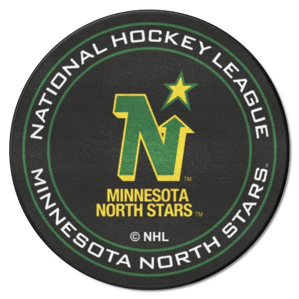 FANMATS NHL Retro Minnesota North Stars Black 2 ft. Round Hockey Puck Area Rug