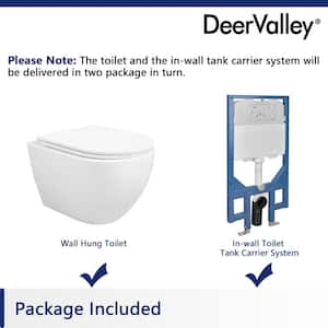 2-Piece 1.1/1.6 GPF Dual Flush Elongated Wall Hung Toilets in White, with Soft Closing Seat Included