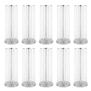 10-Piece 23.6 in. Tall Wedding Centerpieces Flower Vases Silver Metal Decoration Flower Stand