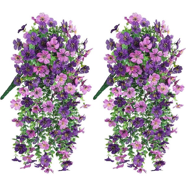 19.3 in. DarkPurple Purple Outdoor Artificial Daisy Flower 2-Pcs