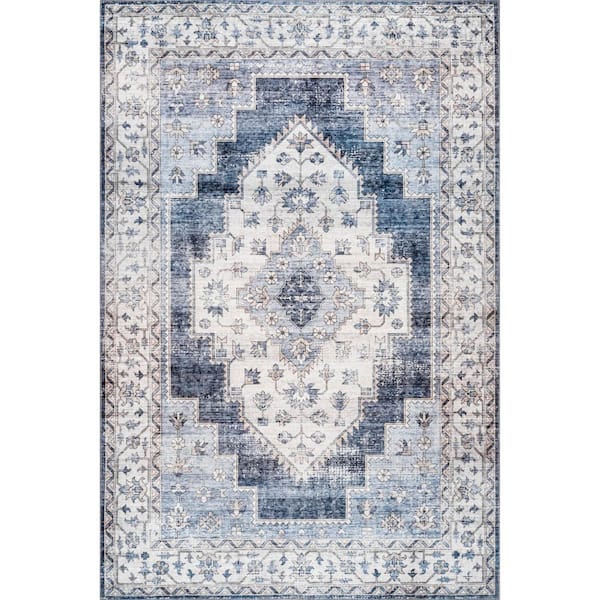nuLOOM Dania Machine Washable Navy 2 ft. x 3 ft. Doormat Persian Area Rug
