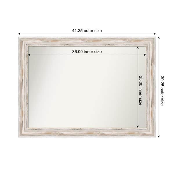 Amanti Art Alexandria Whitewash 41.25 in. x 30.25 in. Custom Non-Beveled Wood Framed Bathroom Vanity Wall Mirror