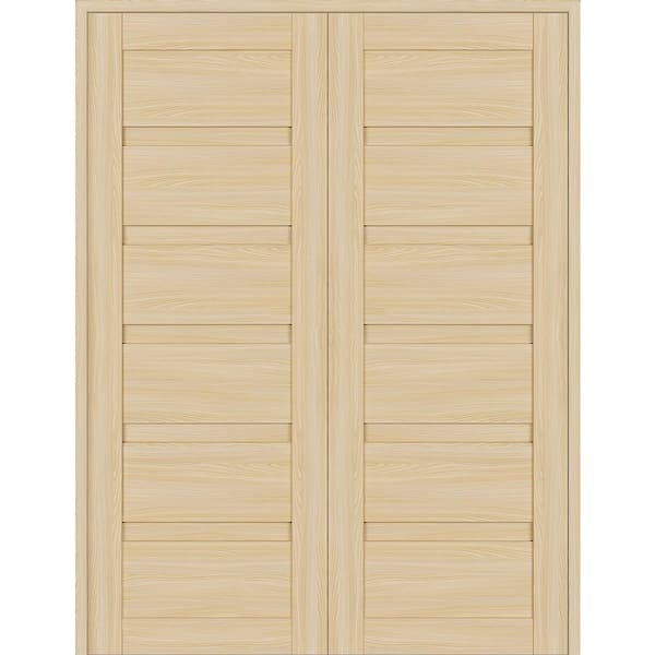Belldinni Louver 56 in. x 95.25 in. Both Active Loire Ash Wood Composite Double Prehung Interior Door