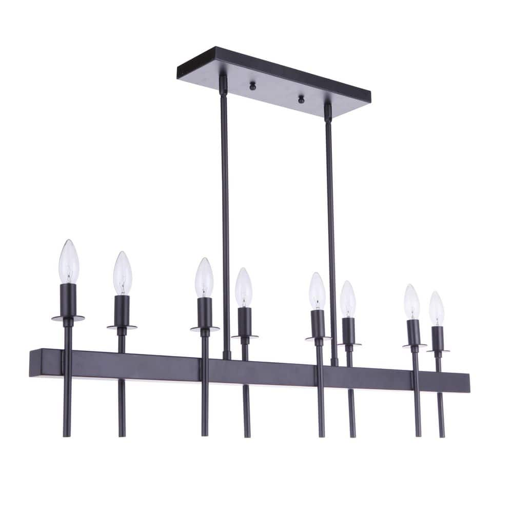 Larrson 60 Watt 8-Light Flat Black Finish Linear Dining/Kitchen Island Pendant Light, No Bulbs Included price history on PriceWatchPro