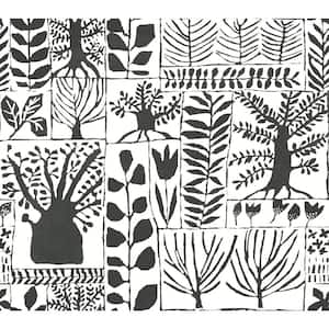 60.75 sq.ft. Black Primitive Trees Wallpaper