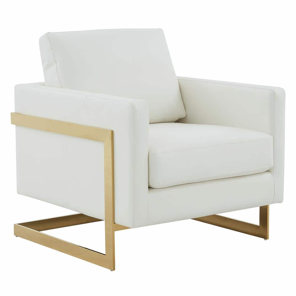 white and gold arm chair