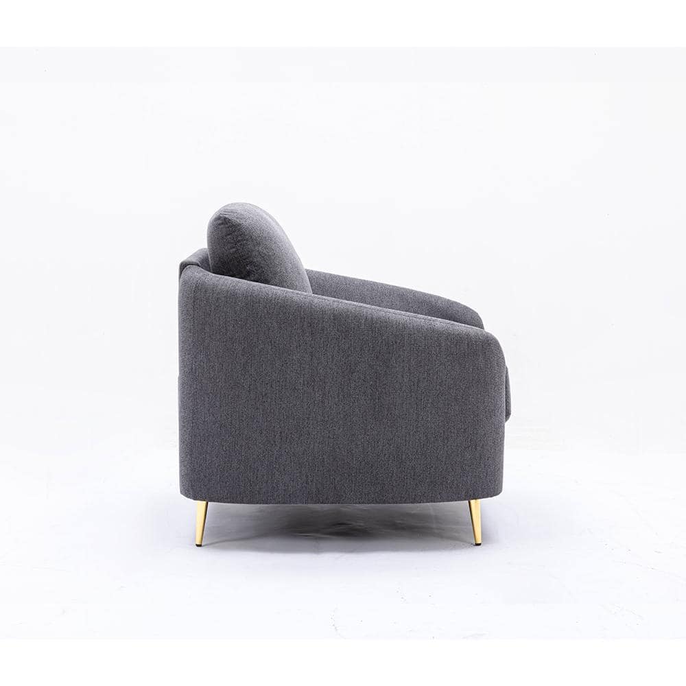 Yuina 60'' Gray Linen Loveseat with Sloped Arms