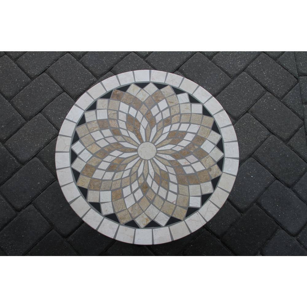 24" Gray Stone Round Outdoor Accent Table