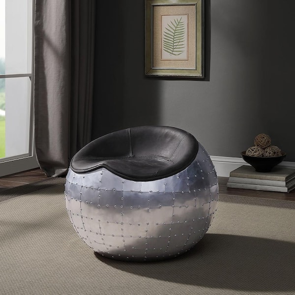 Acme | Brancaster Ottoman Antique Ebony & Aluminum