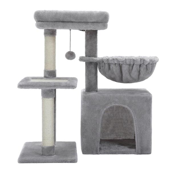 cenadinz Medium Cat 28.5 in. Tall Kitten Cat Tower in Grey