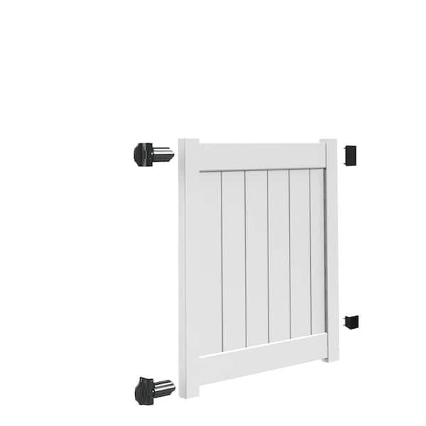 Barrette Outdoor Living White Vinyl Walk Fence Gate Kit - Bryce and Washington Series 4 ft.
